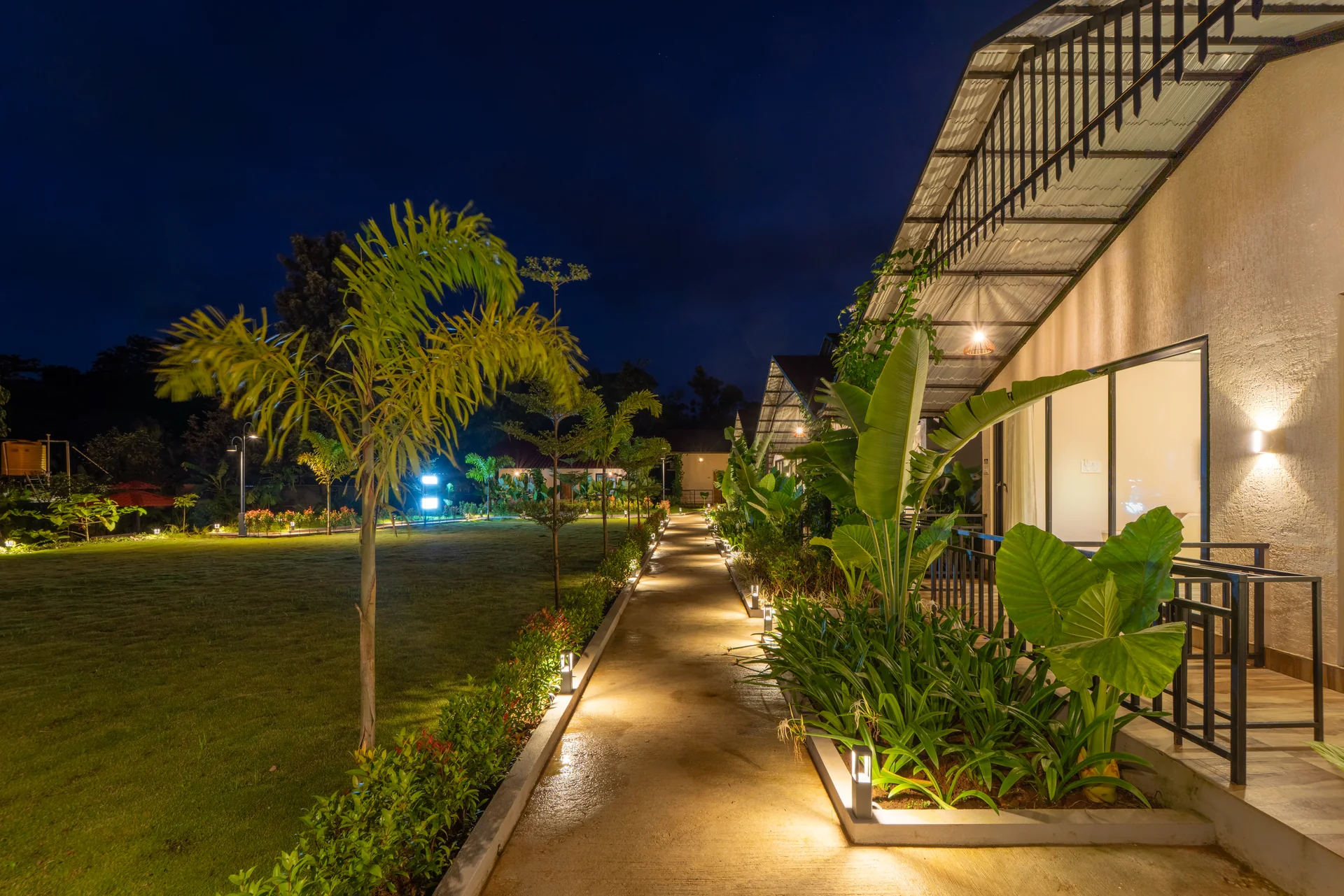 An evening walk through the grounds at Nadi Teera, Dandeli