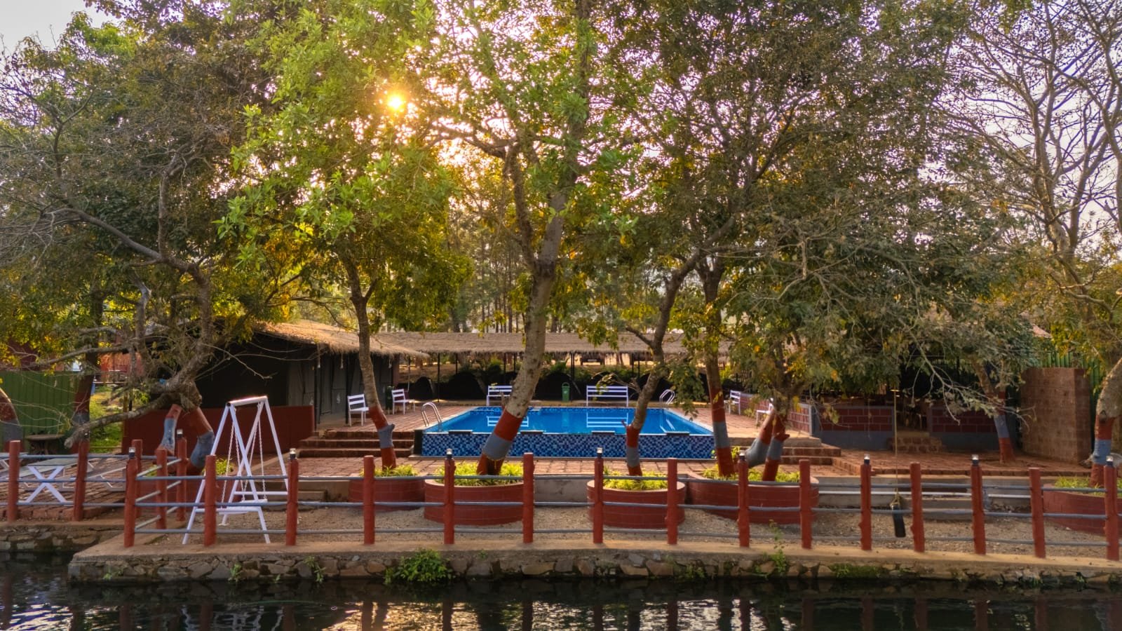 Wide riverside view at Nadi Teera Dandeli